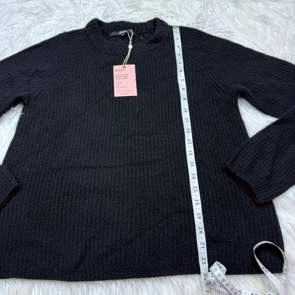 Quince Mongolian Cashmere Fisherman Crewneck Sweater Black Size M Pullover NWT - Picture 14 of 16